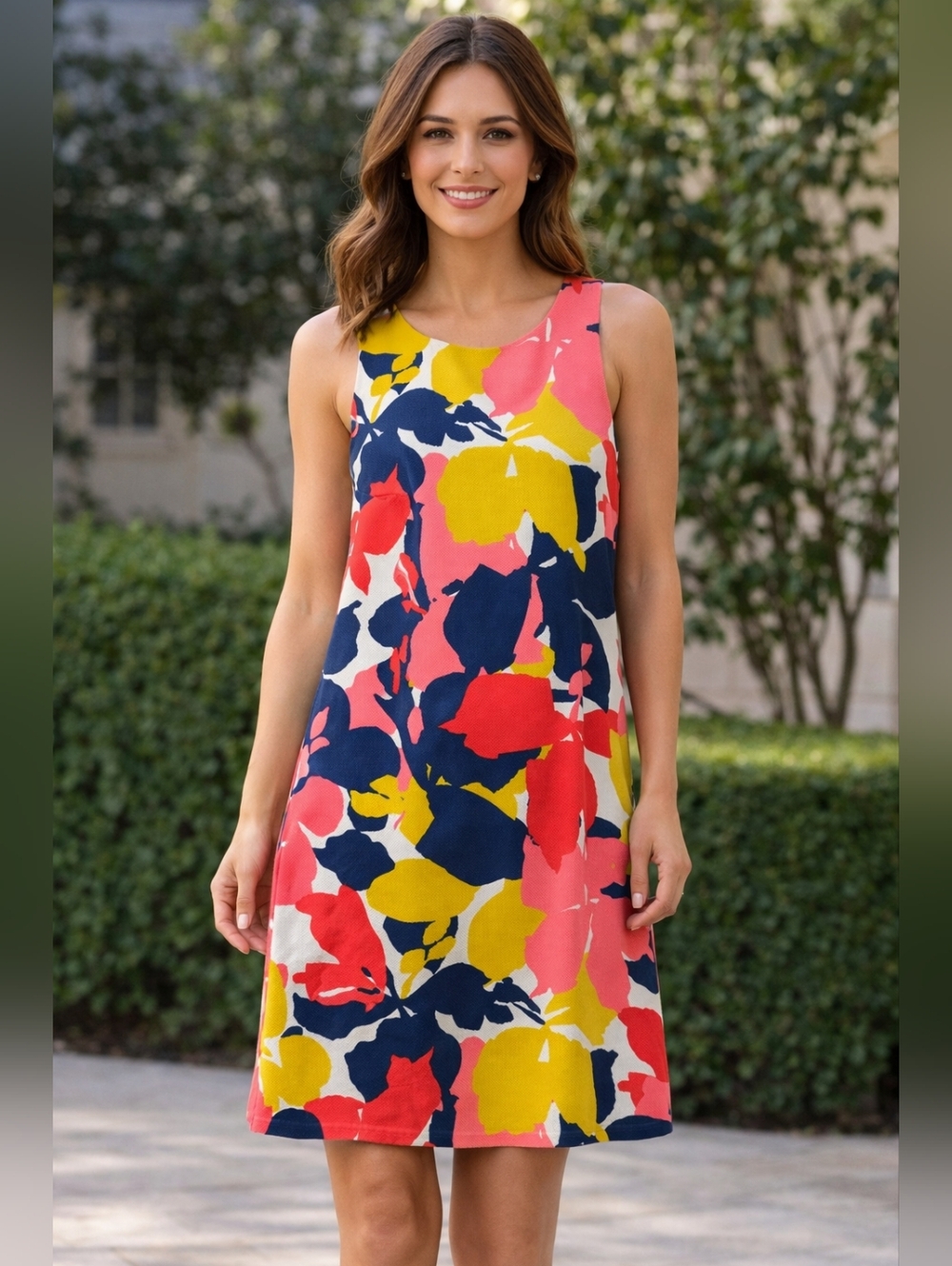 CeCe Floral Sleeveless Pique Sheath Dress 8